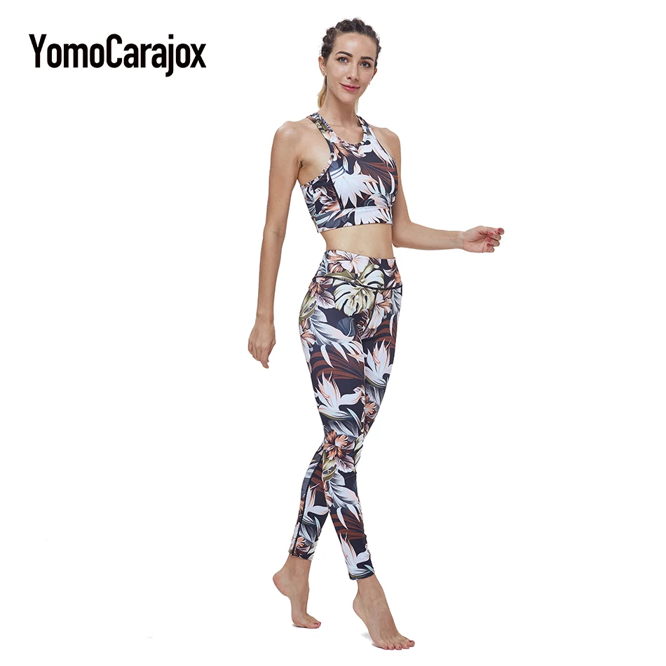 Костюмы Для женщин спортивная одежда размеры от 2 шт юги комплект Цветочный принт