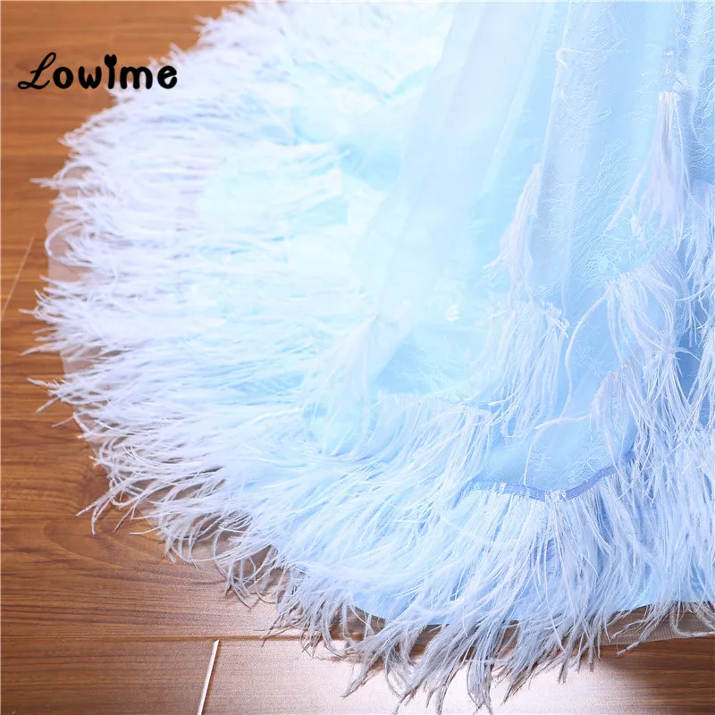 Feather Evening Dress Blue Prom Dresses Long Couture Vestidos Sweetheart Women Party Dress Formal Robe De Soiree Formal Gowns