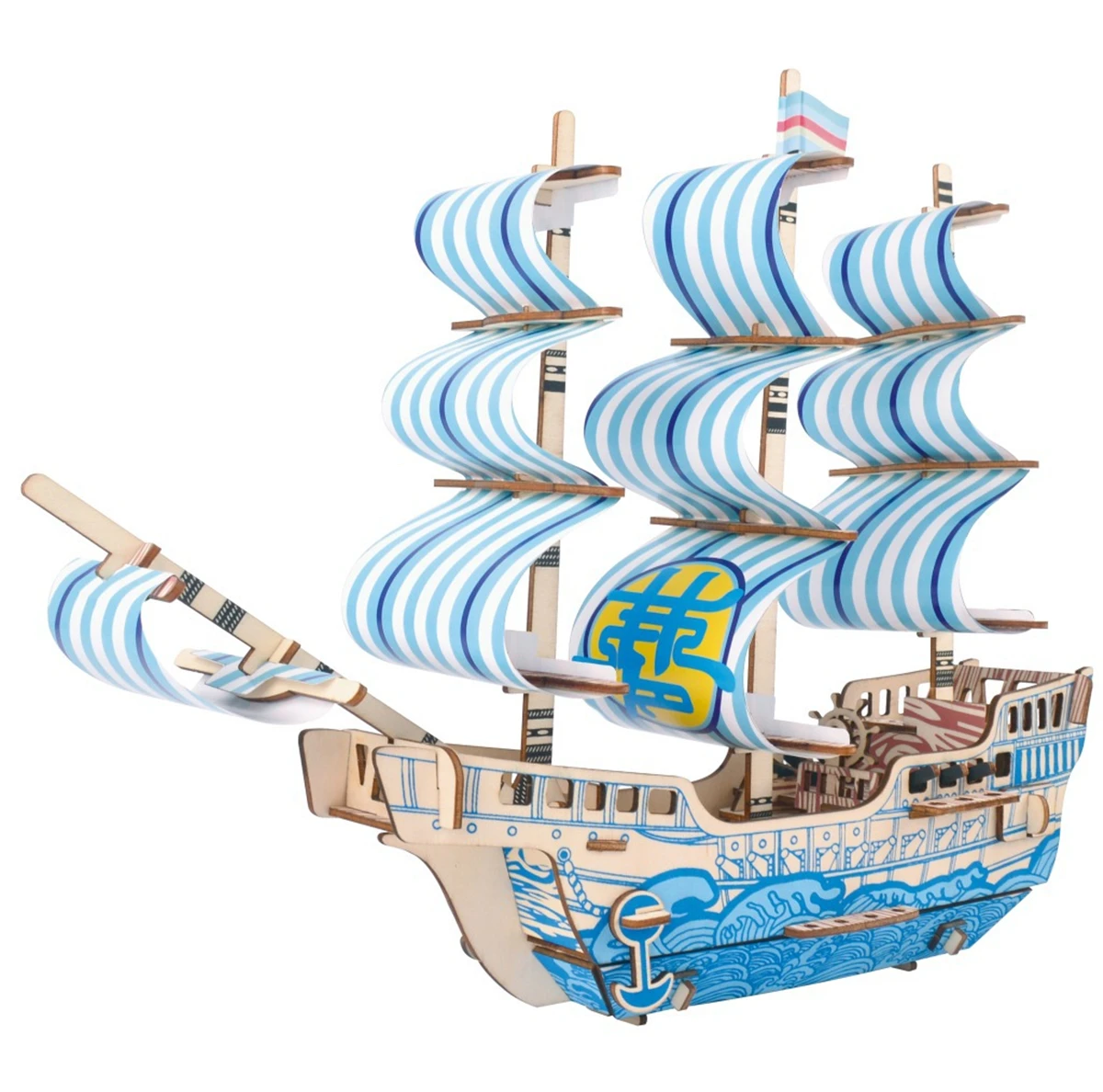 Laser Cutting New Assembly DIY Education Toy 3D Wooden Model Puzzles For Kids Gifts Of Blue Dream Ship Sailing Boat | Игрушки и хобби