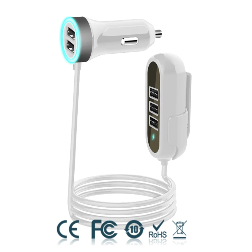 Q8T 5.8A 5 портов USB Автомобильное зарядное устройство переднее и заднее сиденье автомобильное зарядное устройство умный адаптер для нескольких задних сидений зарядки