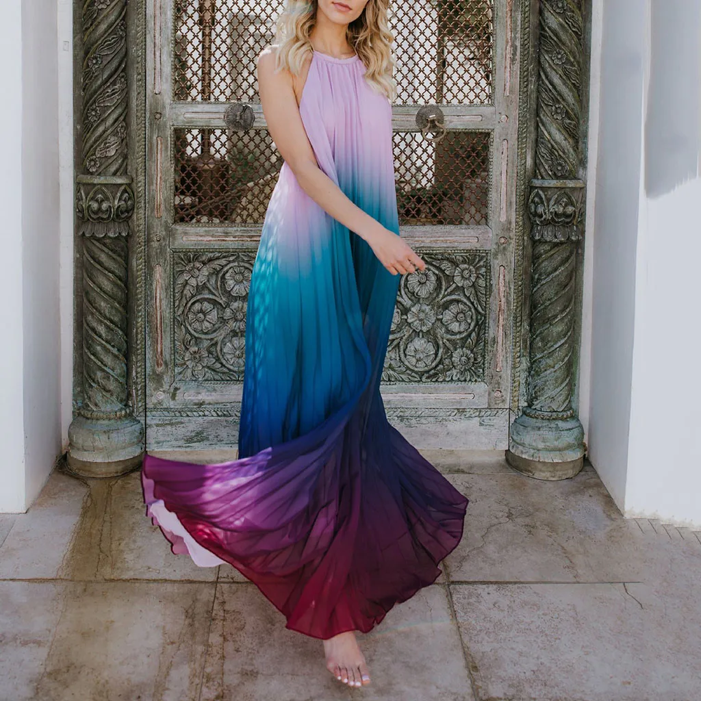 Женское пляжное платье с лямкой на шее шифоновое 2019|Комбинезоны| |