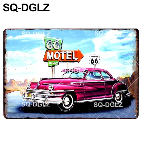 [SQ-DGLZ] мотель ROUTE 66 Оловянная вывеска Настенный декор американцы мужские уличные металлические поделки живопись Plaques 66 ROUTE США карта художественный плакат - Цвет: 1370