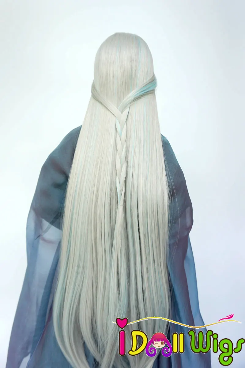 

High Temperature Fiber Synthetic Silver Blue Blended Long Straight Hair Wigs for 1/3 BJD Doll/Pullip Only