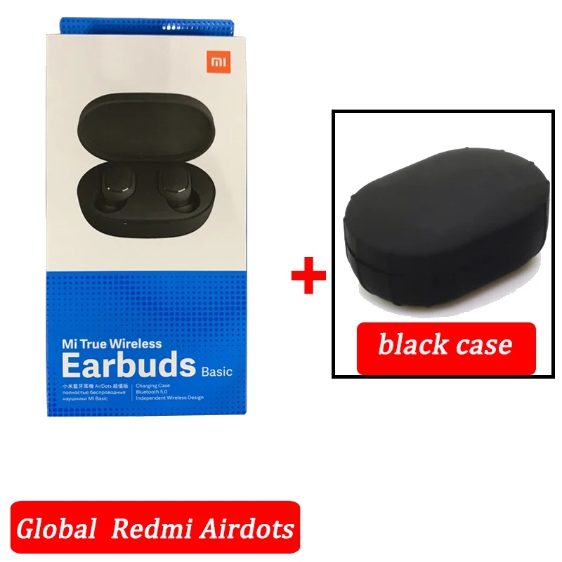global black case Xiaomi airdots Redmi Airdots TWS беспроводные наушники Голосовое управление Bluetooth 5,0 шумоподавление управление краном - Цвет: global black case