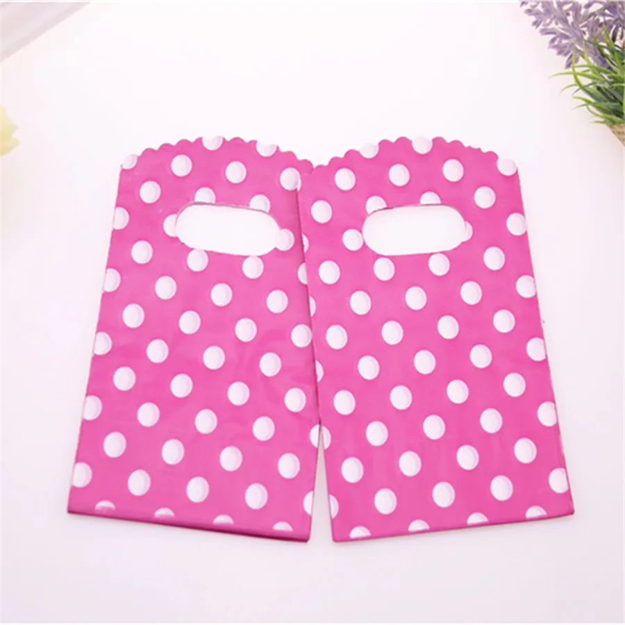 

Пластиковые подарочные пакеты FOUYIM, розовые в горошек, 9*15 см