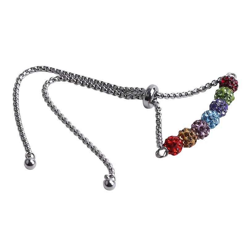 6 мм Простой Модный Красочный бриллиантовый шар браслет из нержавеющей стали