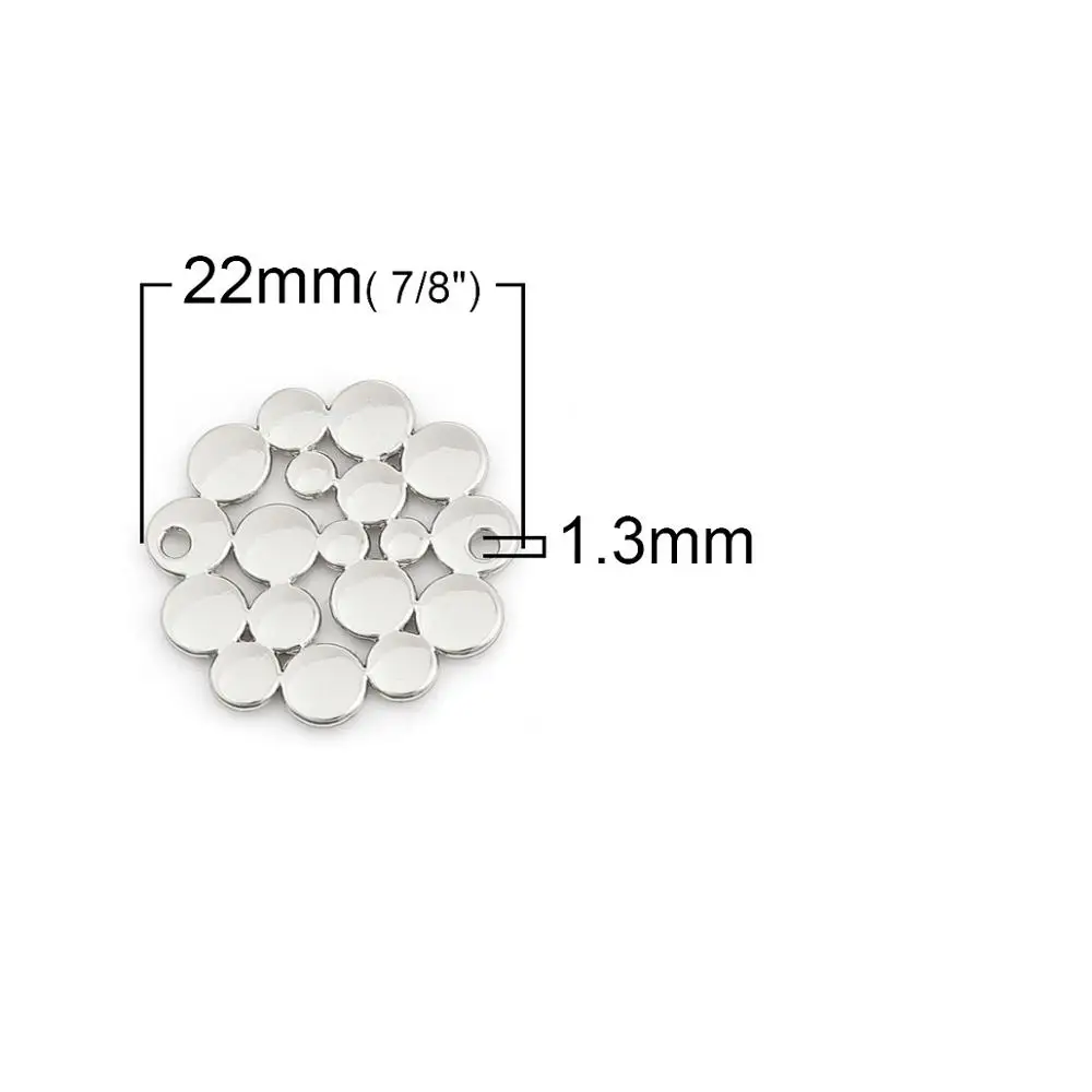 DoreenBeads, соединители из цинкового сплава, Круглые, золотые, серебряные, цветные, полые, стильные, сделай сам, Подвески 22 мм(7/") x 21 мм(7/8"), 10 шт - Цвет: 2