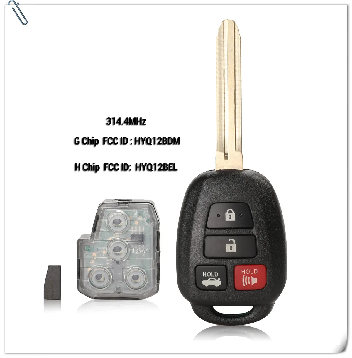 Jingyuqin HYQ12BDM 314,4 Мгц дистанционный ключ G/H чип для Toyota Camry Corolla 2012- HYQ12BEL No Mark