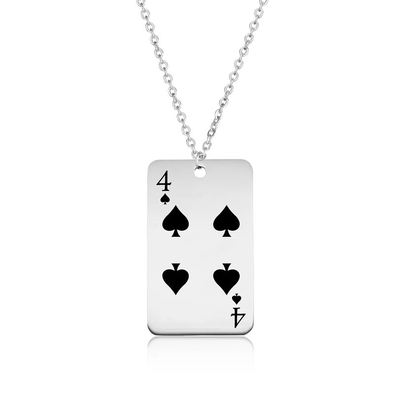 Spade игральные карты кулон ожерелье из нержавеющей стали на заказ Гравировка покер панк Спортивное ожерелье s женское мужское модное ювелирное изделие - Окраска металла: 4