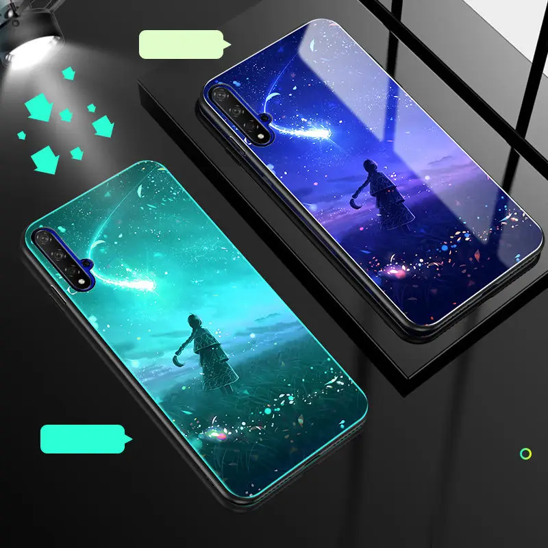 Светящийся чехол для телефона huawei Honor 20, чехол, светящаяся задняя крышка из закаленного стекла для huawei Honor 20 Pro, чехол, силиконовый чехол - Цвет: I