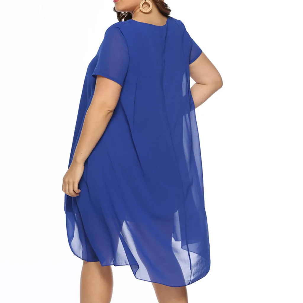 Женское Повседневное платье с круглым вырезом однотонное асимметричное