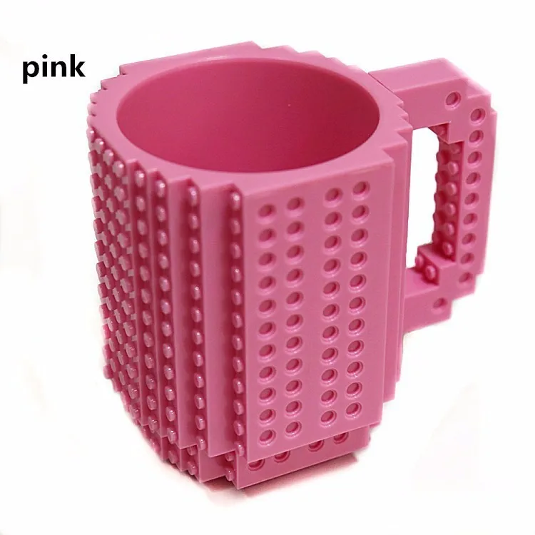 pink colour 12 унций строительные кирпичные кружки строительные блоки головоломка Забавный кофе DIY термос портативная посуда для напитков лего чашки и кружки теплее - Цвет: pink colour
