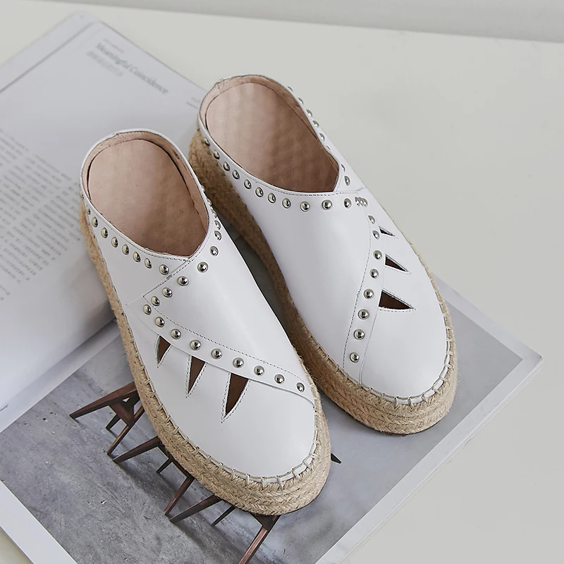 Женские мокасины из натуральной кожи шлепанцы на плоской подошве пэчворк с