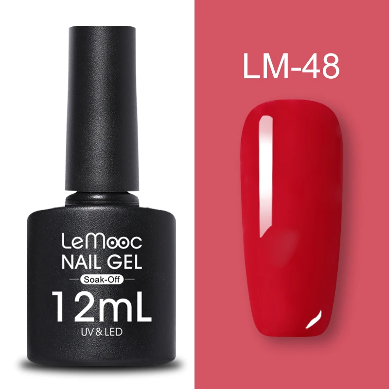 LM-48 LEMOOC, 12 мл, Гель-лак для ногтей, гибридный лак, все для маникюра, блеск для ногтей, верхнее Базовое покрытие, UV Vernis, Полупостоянный лак для ногтей - Цвет: LM-48