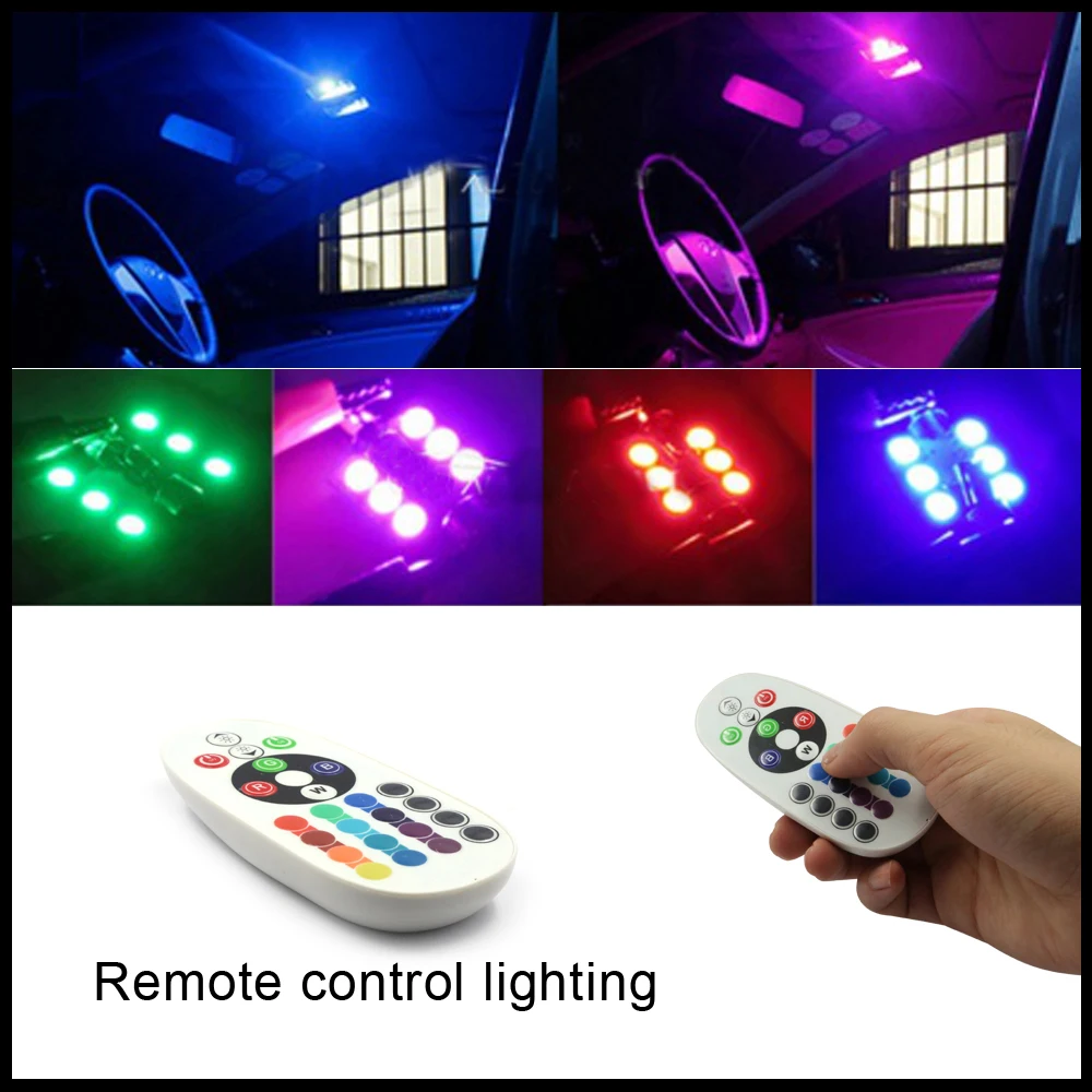 Светодиодная лампа для салона автомобиля Xenplus 2 шт. RGB гирлянда 31 мм C5W 5050 6SMD DC 12 В