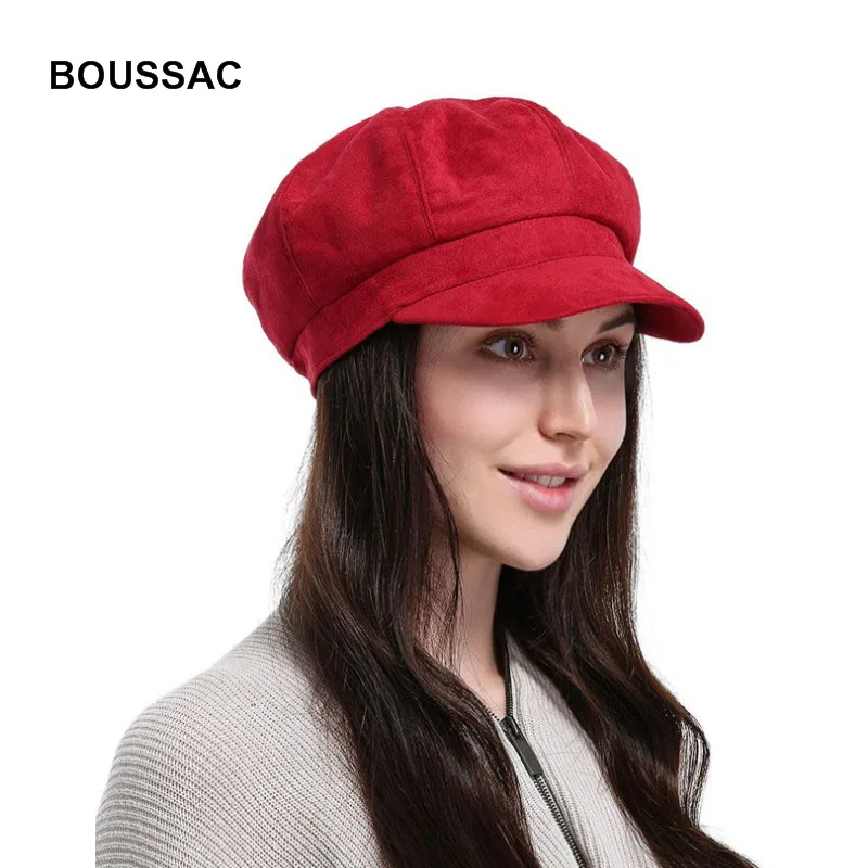 

2020 New Fashion Artist Women Red Beret Hat For Ladies Suede Cap Female Octagonal Cap Chapeau Hats Boina Soft And Comfortable