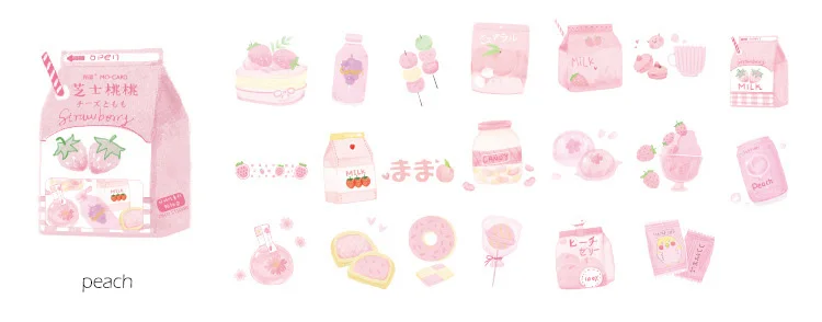 peach 40 шт./упак. Kawaii с милым клубничным принтом Кот персик маркер стикер планировщик дневник канцелярские Стикеры s Скрапбукинг пуля журнал sl1974 - Цвет: peach