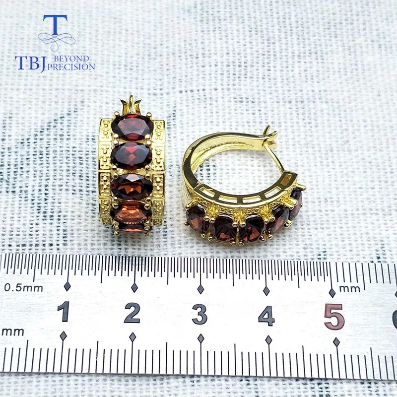 TBJ серьги с застежкой натуральным красным гранатом из стерлингового серебра 925