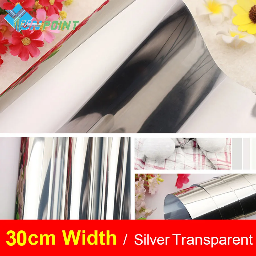 30cmX3m Silver 3 м затеняющая оконная стеклянная наклейка прозрачная декоративная пленка односторонняя уличная Наклейка на стену s ванная комната Домашний офис оконная настенная бумага - Цвет: 30cmX3m Silver