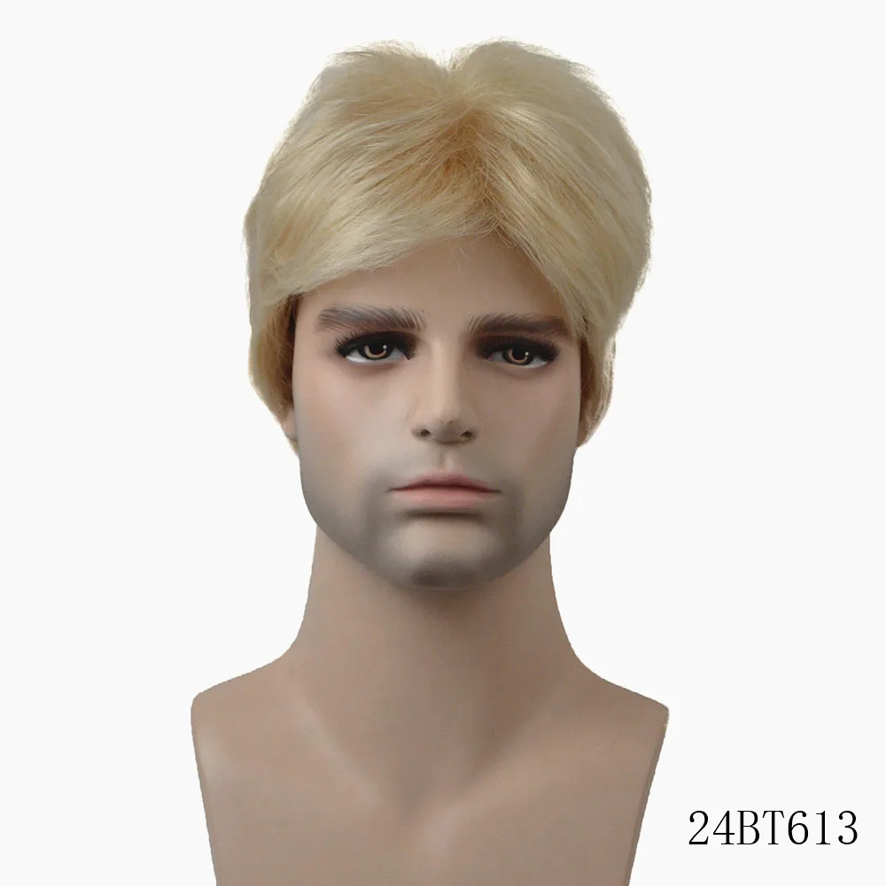 24BT613 StrongBeauty мужской парик блонд/коричневый короткие прямые синтетические волосы натуральные парики - Цвет: 24BT613