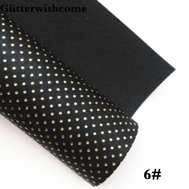 Glitterwishcome 21X29 см А4 Размер синтетическая кожа, тиснение золотые точки, искусственная ткань из искусственной кожи винил для бантов, GM071A