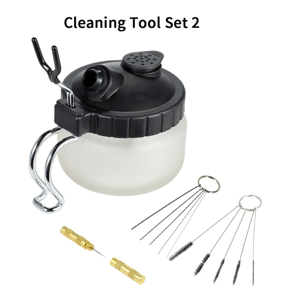 Cleaning Tool Set 2 Стеклянный Аэрограф, чистящий горшок с 0,2/0,3/0,5 мм иглами, насадками для макияжа, тату, пистолет-распылитель, модель Sparyer, инструмент для чистки красок - Цвет: Cleaning Tool Set 2