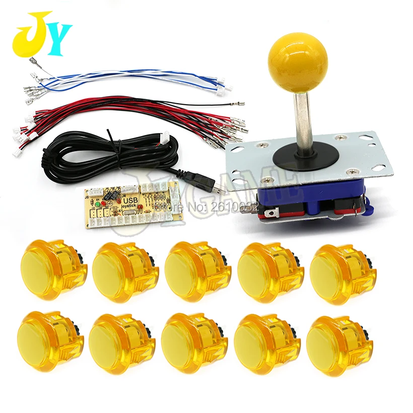 Аркадный джойстик DIY Kit Запчасти со светодиодной подсветкой из 30 мм кнопочный