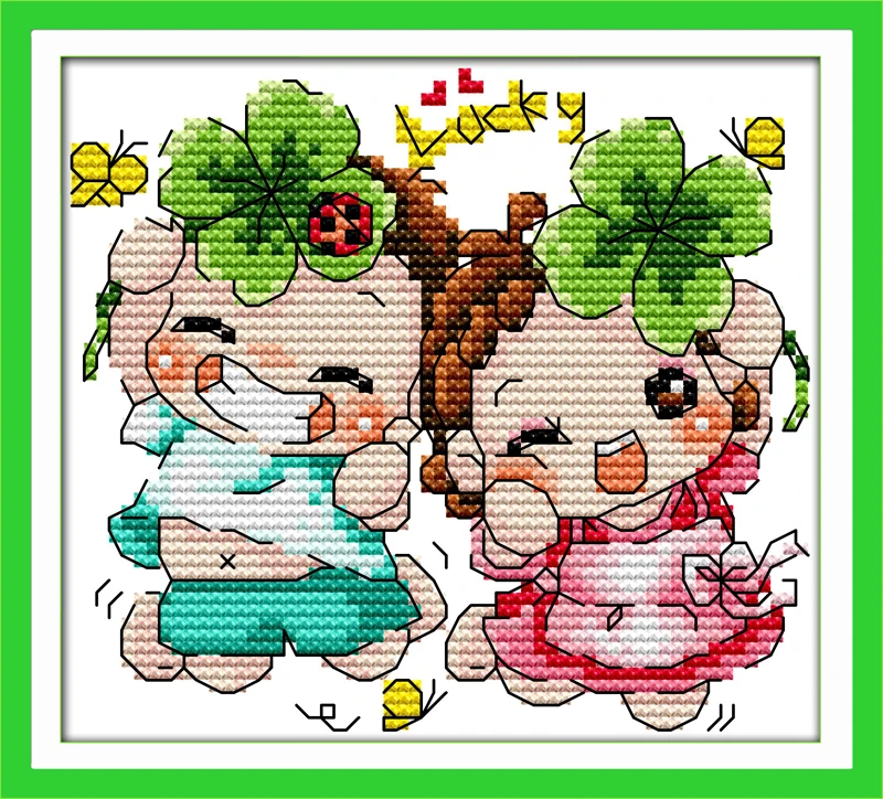 Набор для вышивки крестиком Lucky babies мультяшный 11ct печать на холсте вышивка ручной