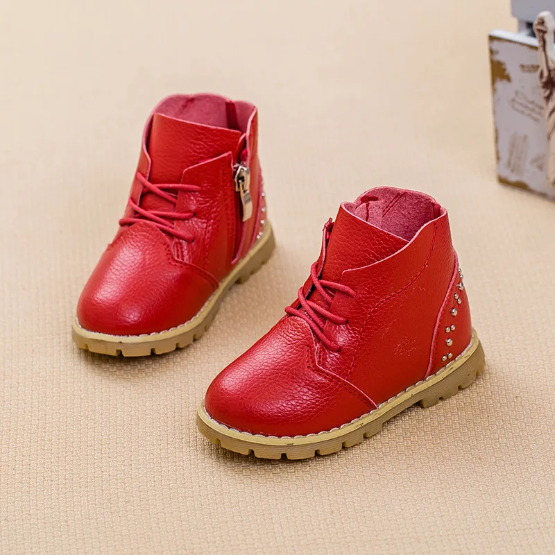 2015 зима новый мальчиков и девочек детей кожаные сапоги одиночные ботинки детская