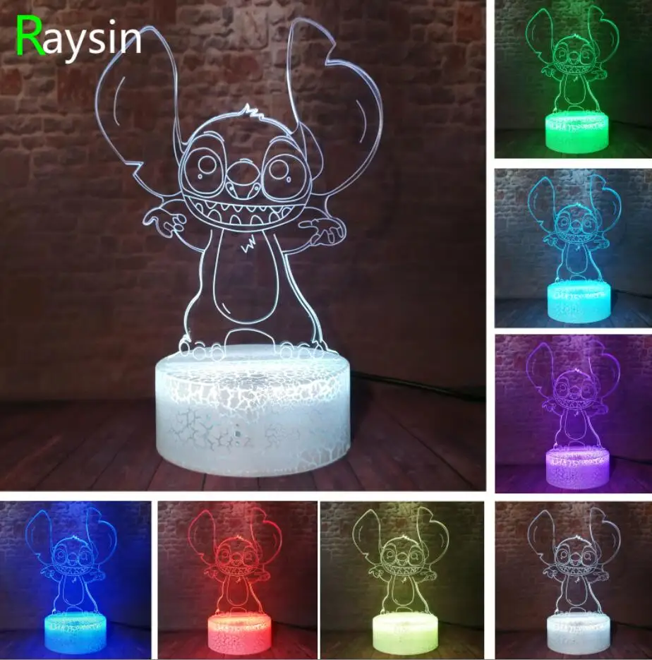 Touch 7 Color Стежка мультфильм 3D лампа спальня ночник акриловая панель USB кабель 7 цветов Изменение трещин база для детей мальчиков рождественские подарки - Испускаемый цвет: Touch 7 Color