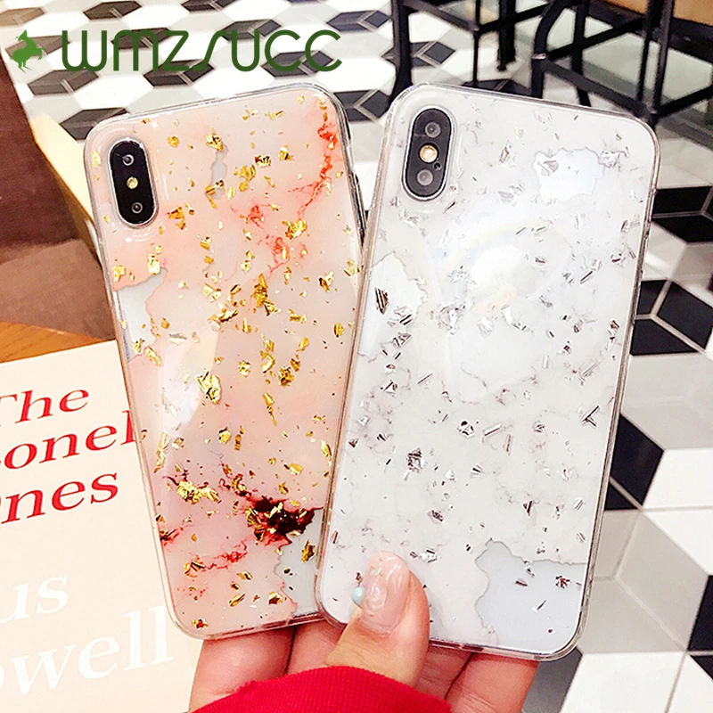WMZSUCC Bling цвет серебристый золотой фольга мрамор блеск чехол для телефона iPhone 6S 6 8