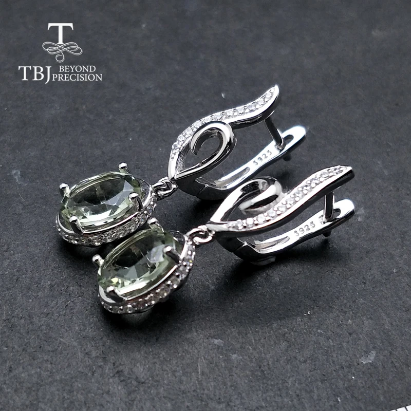 TBJ, натуральный зеленый аметист, овальные серьги 7*9 мм, драгоценный камень, Стерлинговое Серебро 925 пробы, хорошее ювелирное изделие, простой дизайн, лучший подарок на День святого Валентина для женщин