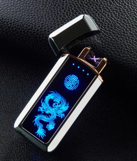 Плазменная Зажигалка Электронная зажигалка Прикуриватель для курения Usb зарядка двойная дуга - Цвет: silver dragon