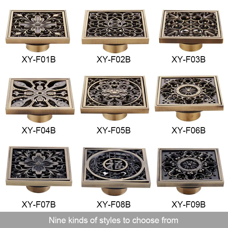 OKAROS 10*10 см античный резной латунный квадратный трап для ванной комнаты душа