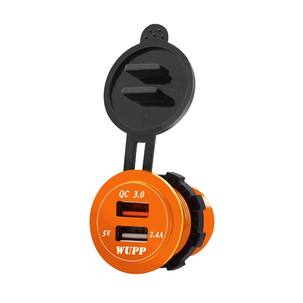 QC 3.0 Dual USB Charger Socket Voltmeter Quick Charge 3.0 Wire Waterproof for Car Motorcycle Mobile Phone Charger Fast QC#Y8