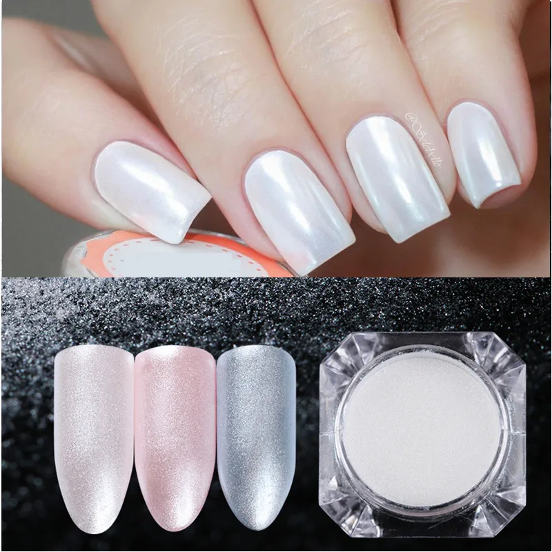 Pearl Powder Зеркальный блеск для ногтей, порошок, металлический цвет, дизайн ногтей, хромированный пигмент, пылезащитный декор, голографический порошок для ногтей, маникюр, УФ-гель, сделай сам - Цвет: Pearl Powder