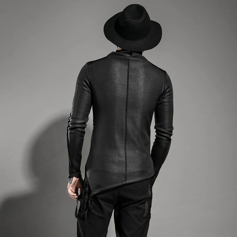 Зима Европа и Америка Мужчины личности Асимметричный Змеиный узор плюс бархат