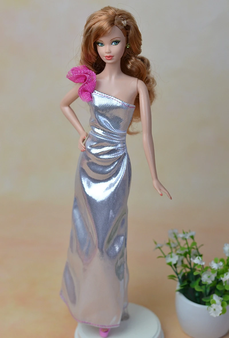 Сексуальное длинное платье на одно плечо для куклы Барби Vestido праздничное 1/6