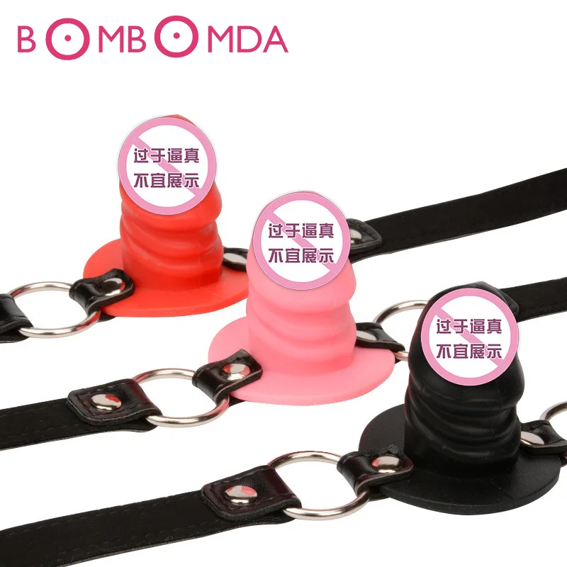 Взрослая игра кляп в виде силиконового дилдо оральный секс рот заглушка для