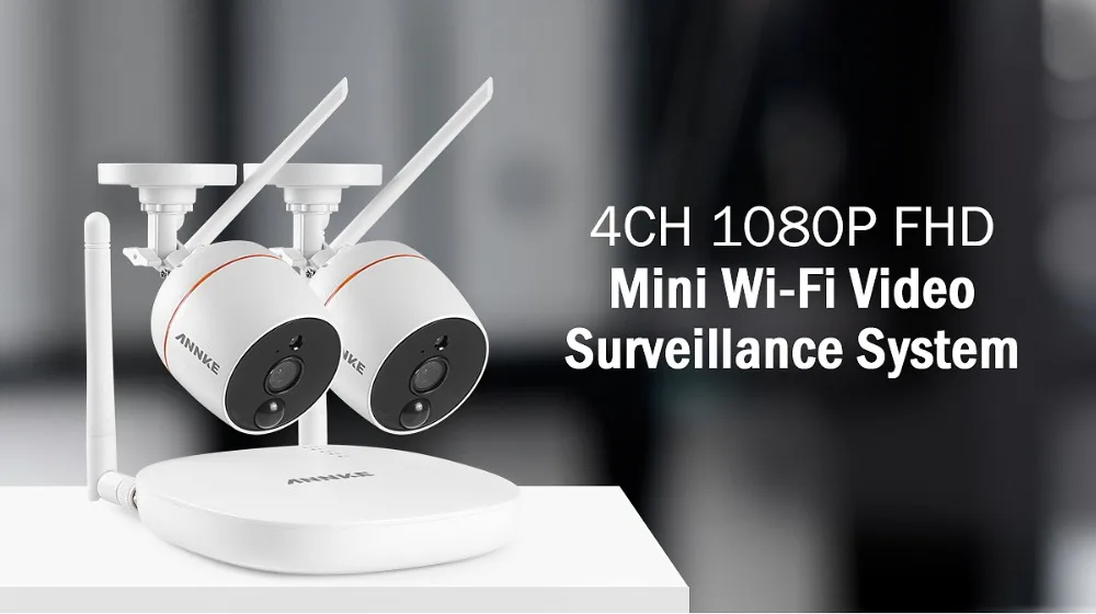 ANNKE 4ch Беспроводная система видеонаблюдения 1080P Wifi мини NVR комплект для наружного видеонаблюдения домашняя беспроводная ip-камера