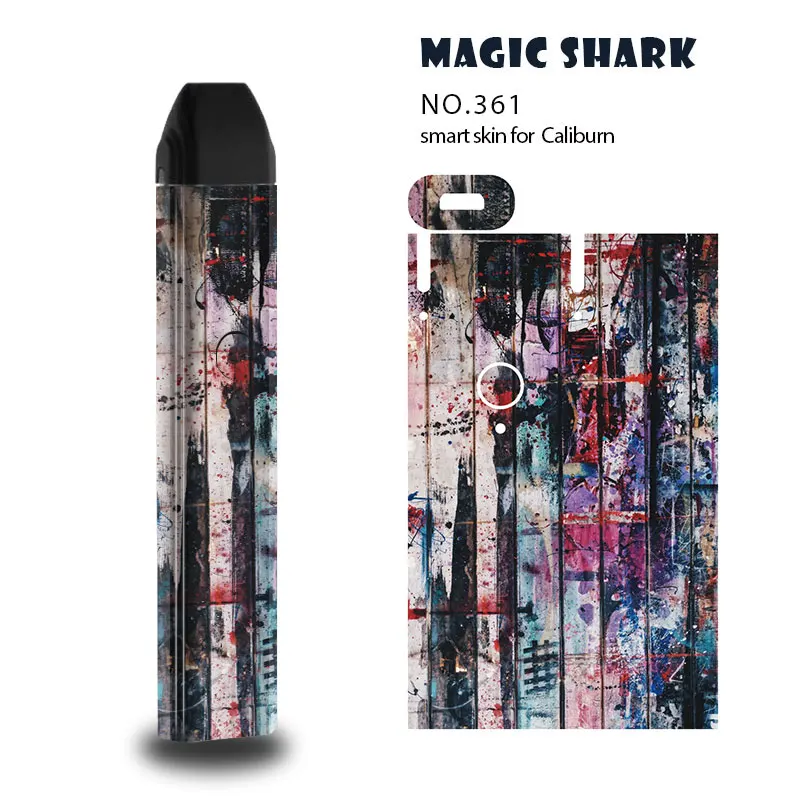 Magic Shark Fashion Stylish Colorful Painting PVC Cover Sticker Case Wrap Film for Uwell Caliburn No Fade 361-370 | Мобильные