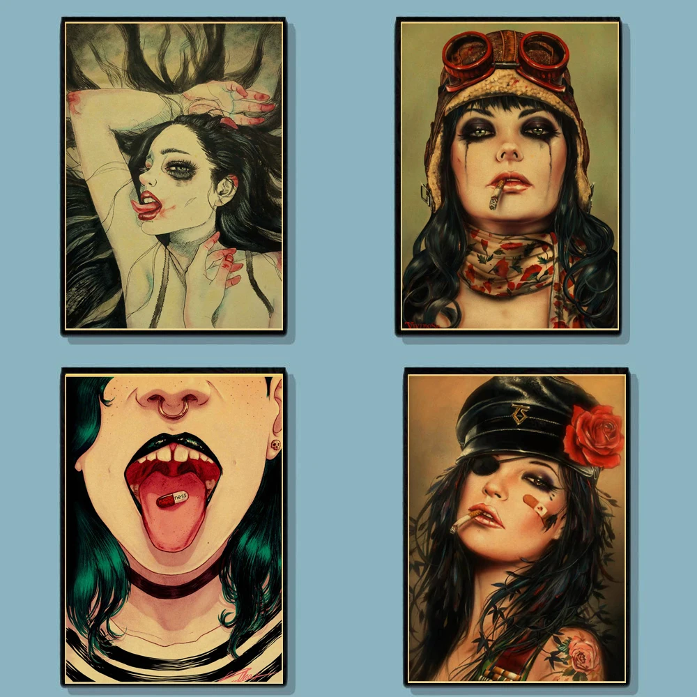 Винтажные постеры сексуальные для девочек Ретро стиль крафт бумага высокое