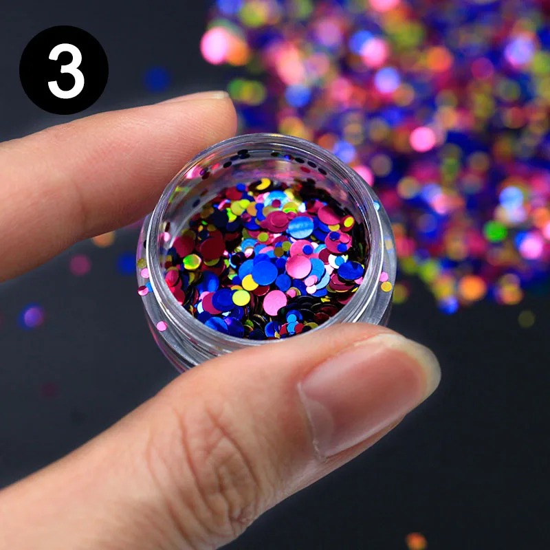 Belle Fille ногтей с блестками Круглый Форма Цвета лазерный волшебный блеск для