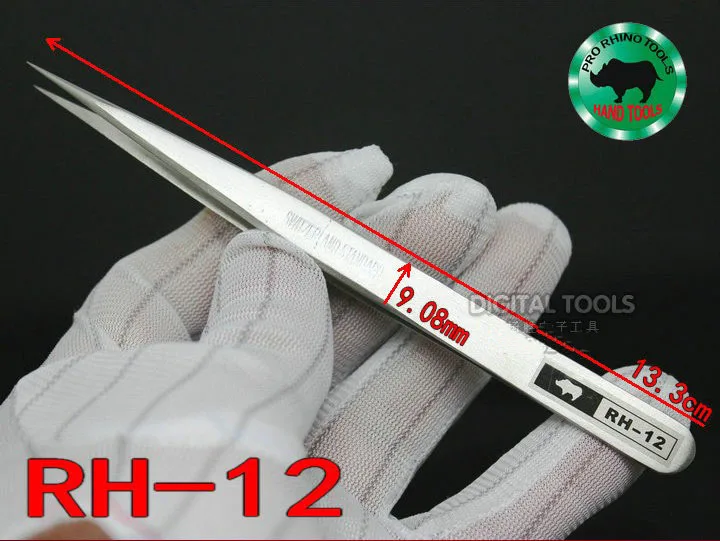 RH-12 Пинцет для ремонта часов или мобильных и т. д. японский бренд носорога анти-кислота Высокая точность Супер жесткий и острый