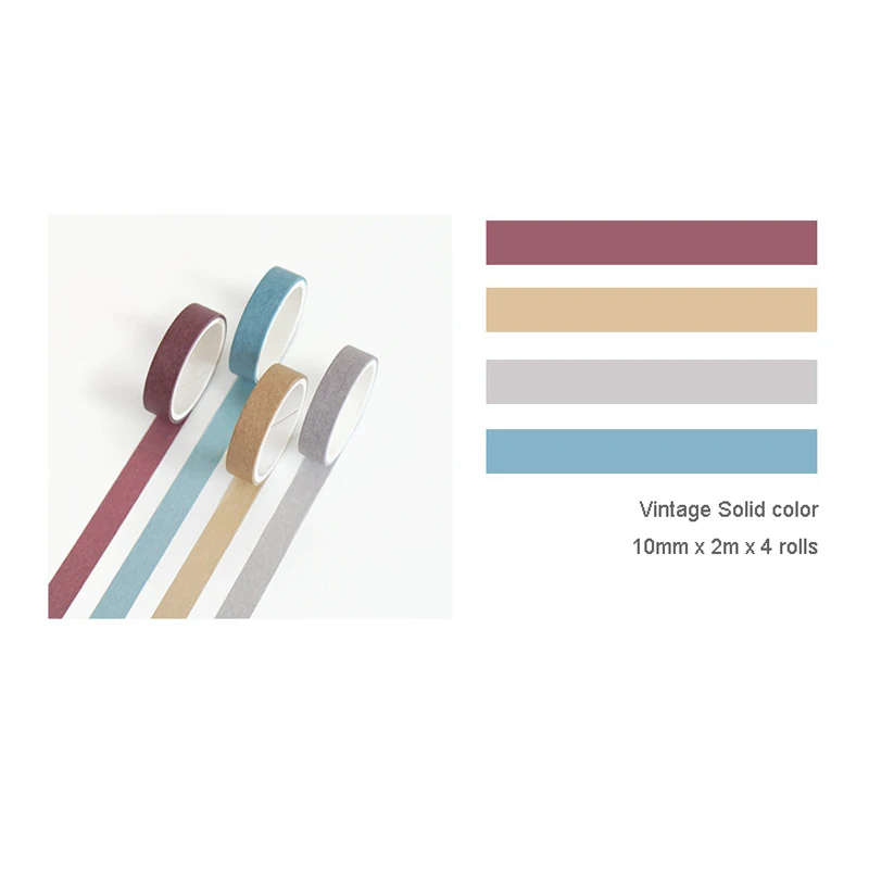 Solid color Основные Washi клейкая лента комплект Тетрадь планировщик декоративные ленты для маскировки Стикеры Diy аксессуары винтажные канцелярские принадлежности, школьные принадлежности - Цвет: Solid color