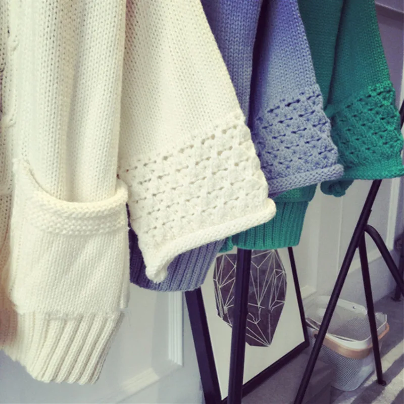 YAGENZ Fashion Women Clothing Autumn Winter Coat Knitted Sweater Ladies Cardigans Tops Pocket Wide Sleeve Streetwear 550 |