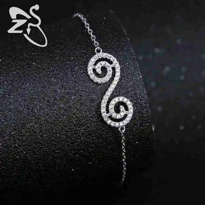 19 см браслеты с кристаллами цепочки и звенья Браслеты 8 Shape Улитка фианитом ААА 925