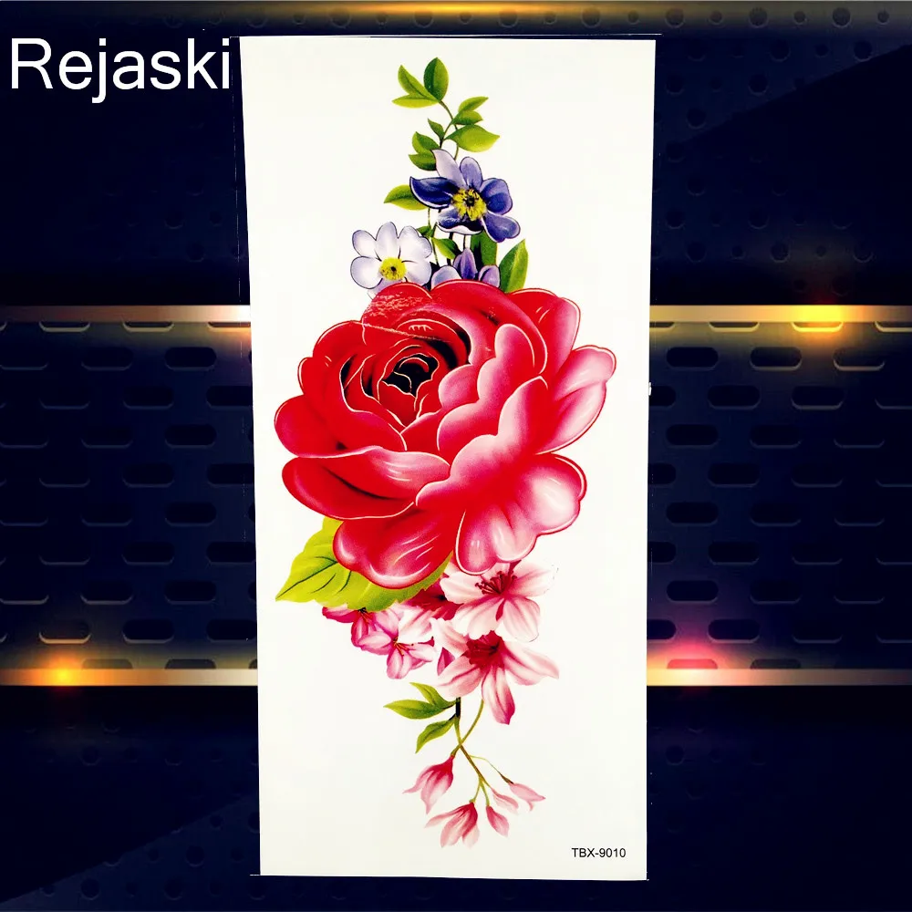 3D DIY большие красные розы временная татуировка наклейки для женщин девочек боди