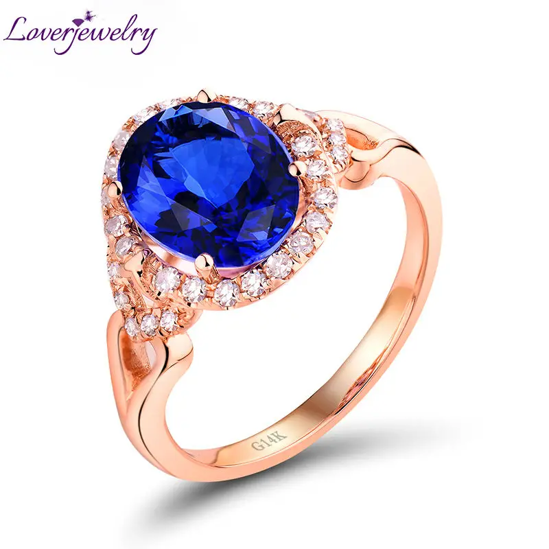 AAA натуральная драгоценный камень с природными алмазами танзанит Обручение