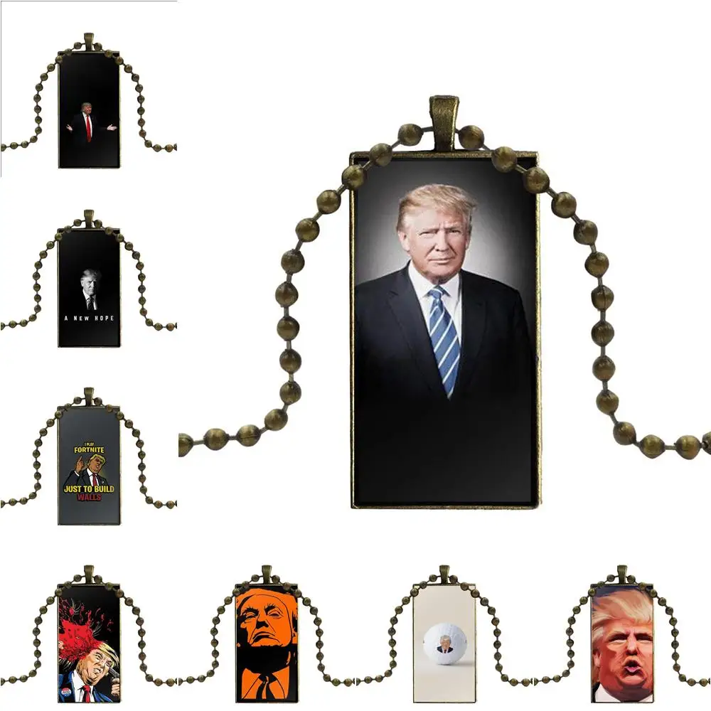 Дональд Джон Трамп для мужчин и женщин Модный стеклянный кабошон кулон